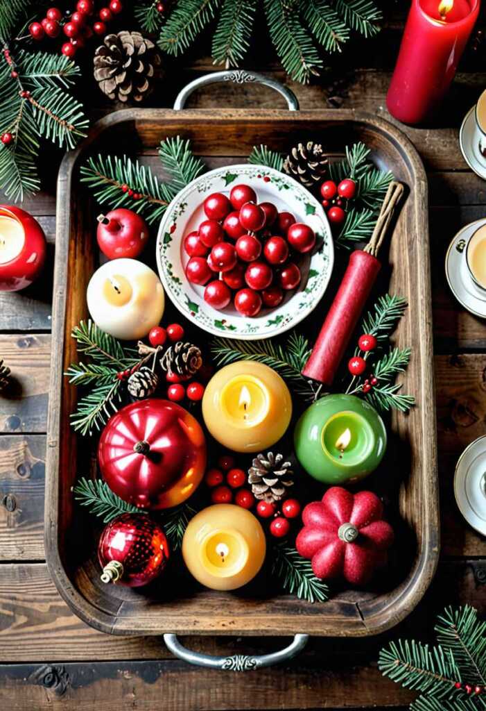 Vintage and Rustic Christmas Tray