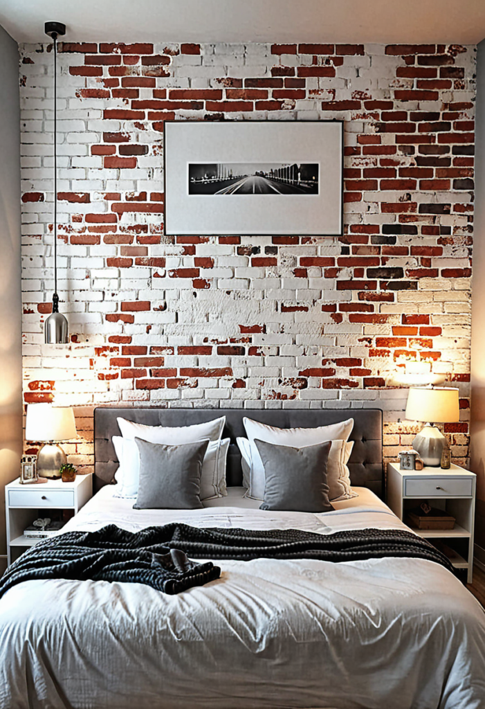 Whitewashed Brick in the Bedroom