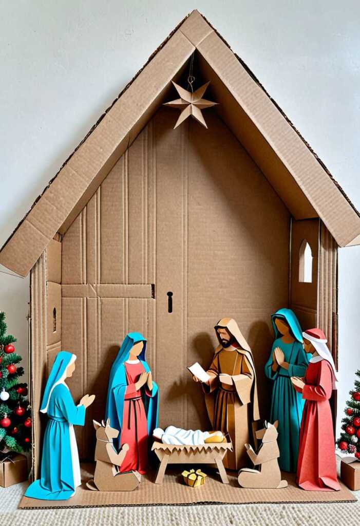 Cardboard Nativity Scene