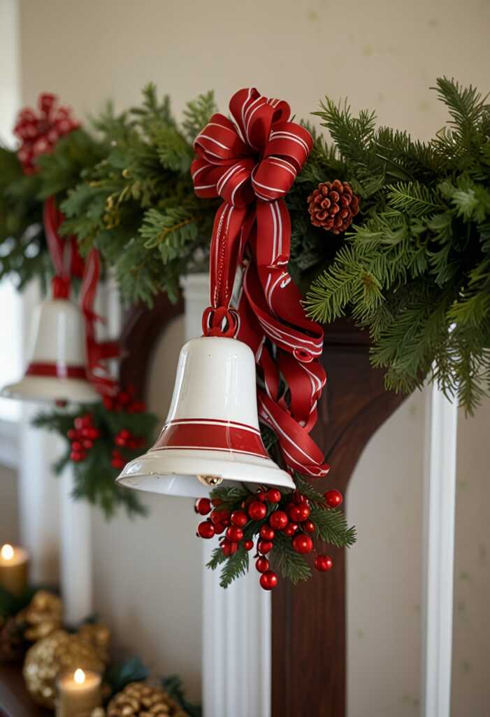 Classic Red and White Bell Garland