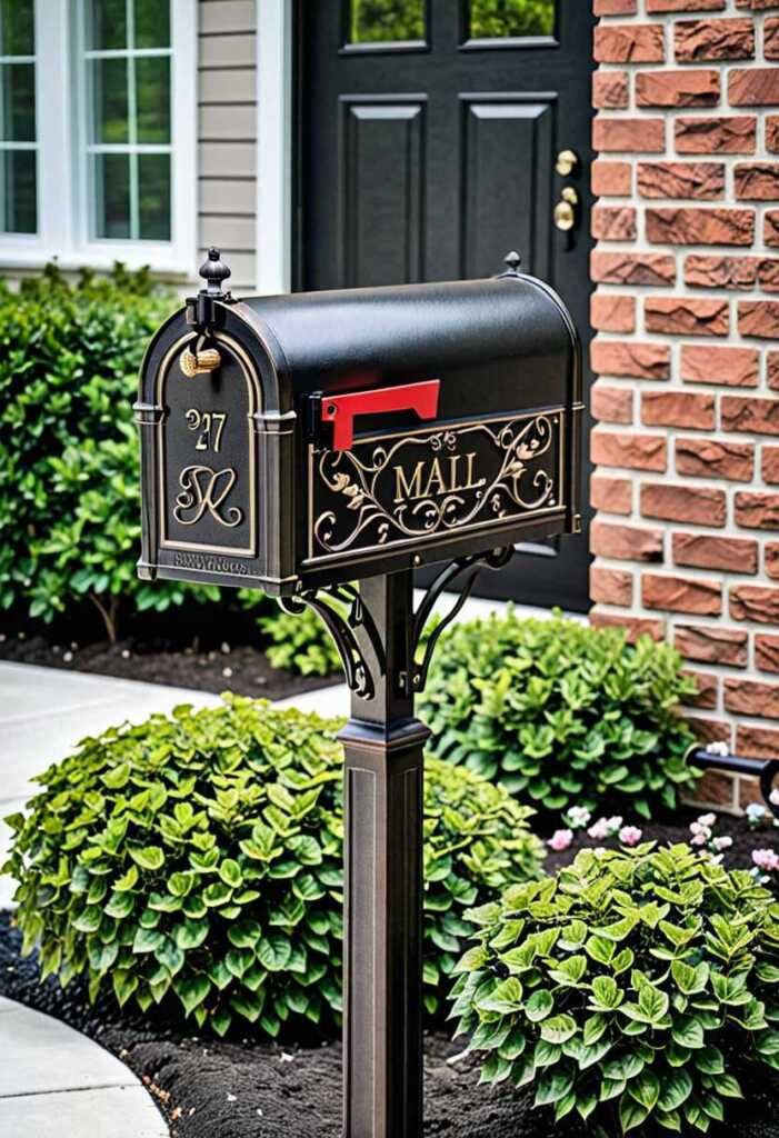 Decorative Iron Mailbox Post