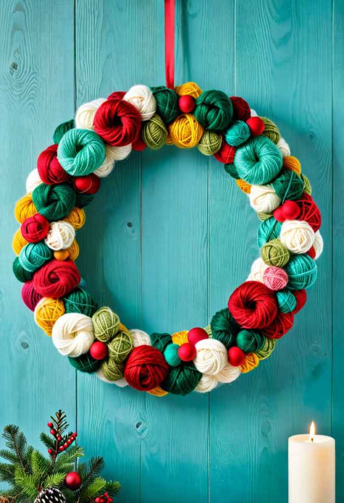 Eco-Friendly Recycled Yarn Wreath