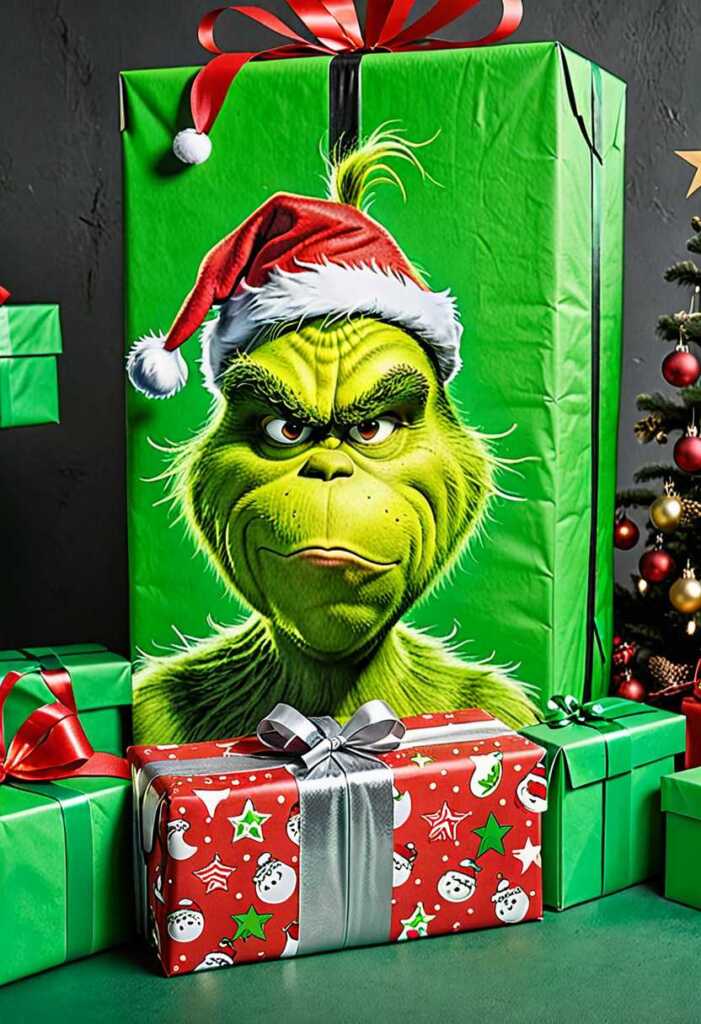 Grinch-Themed Gift Wrapping