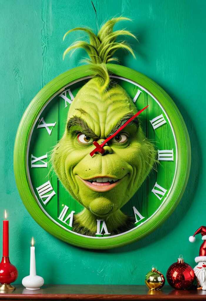 Grinch Themed Wall Clock