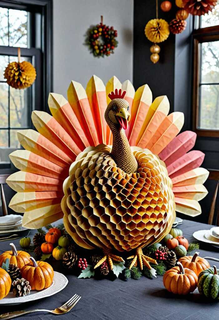 Honeycomb Turkey for a Playful Centerpiece