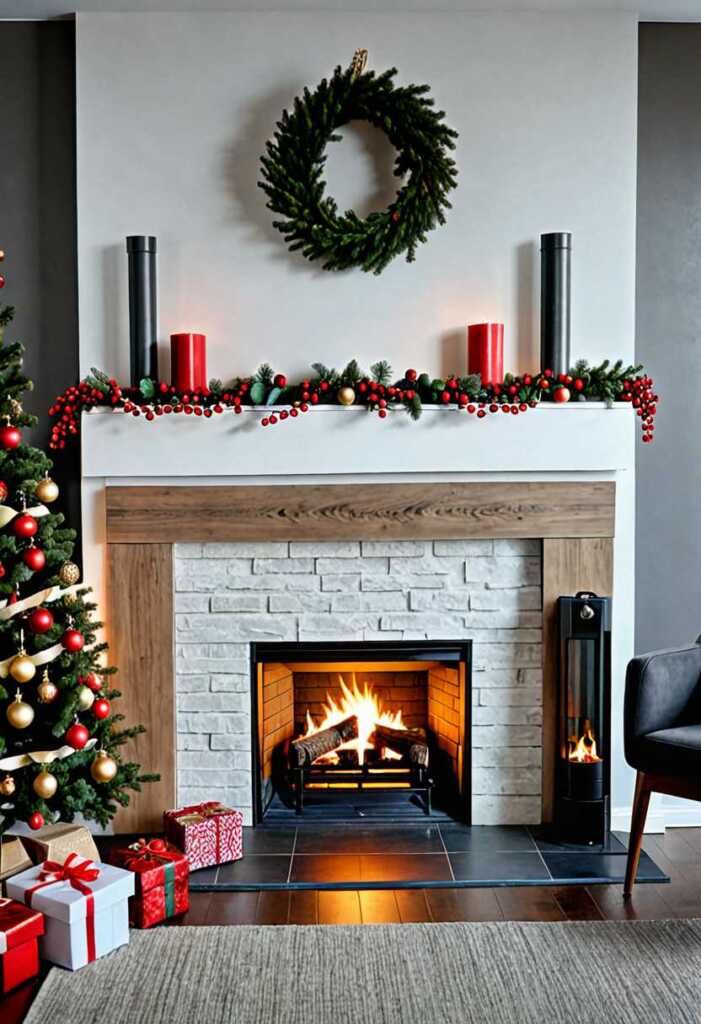 Minimalist Christmas Fireplace Decor