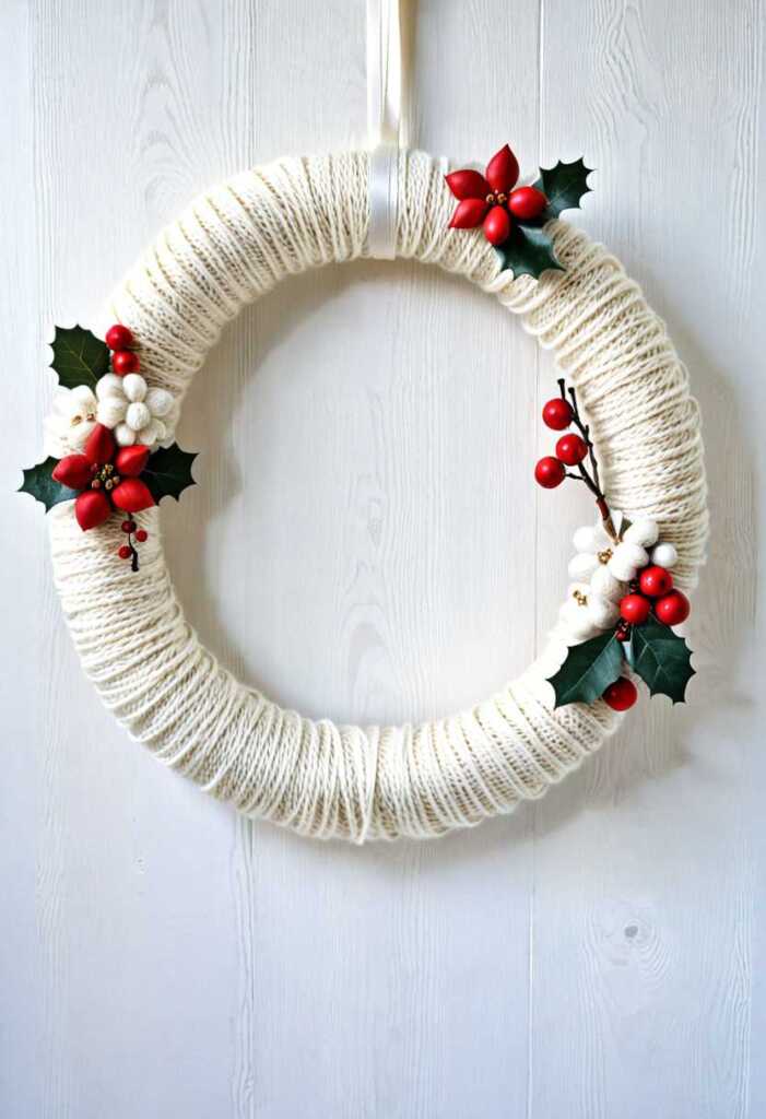 Minimalist White Yarn Wreath