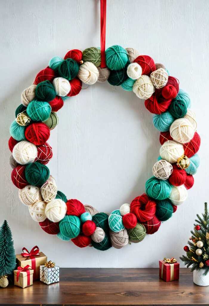 Modern Geometric Yarn Wreath