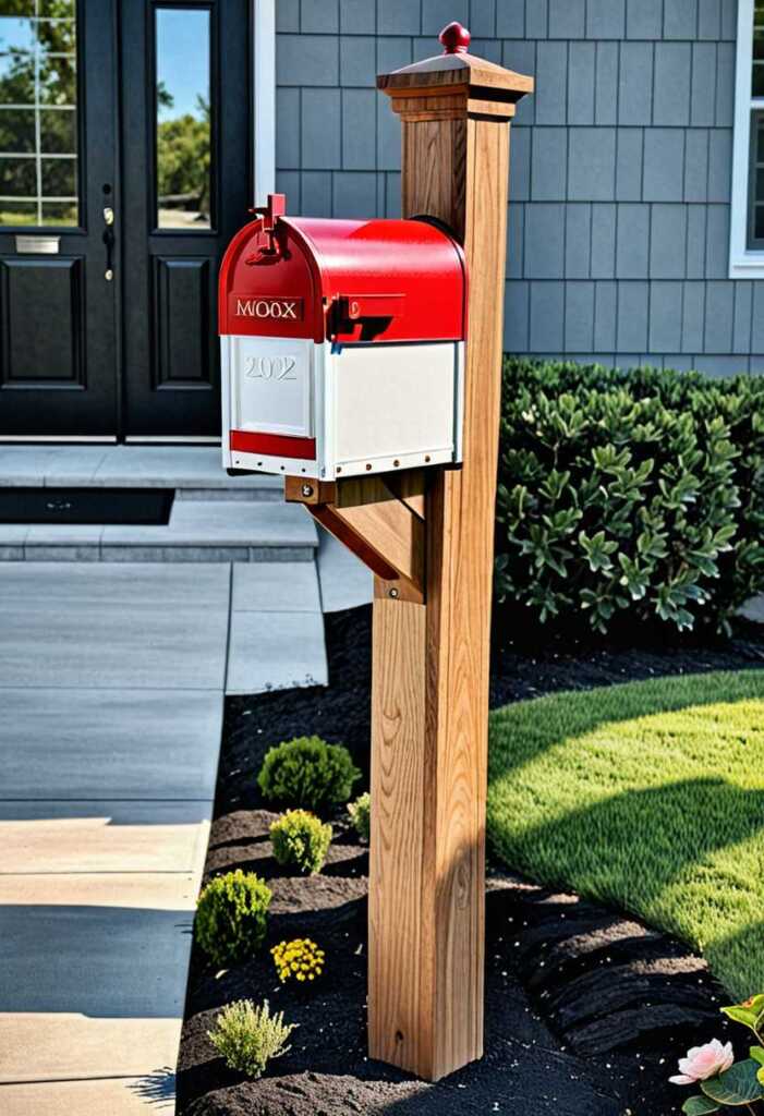 Modern Wood Mailbox Post