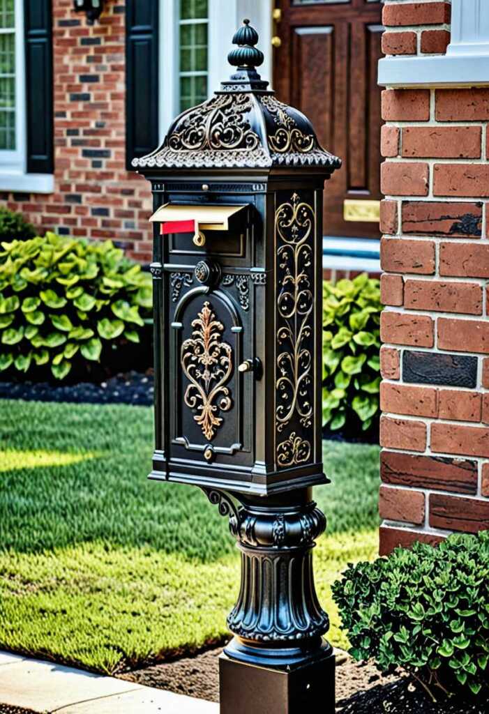 Ornate Cast Iron Mailbox Post