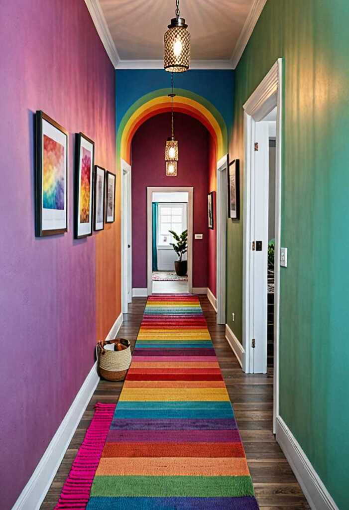 Rainbow-Themed Hallway