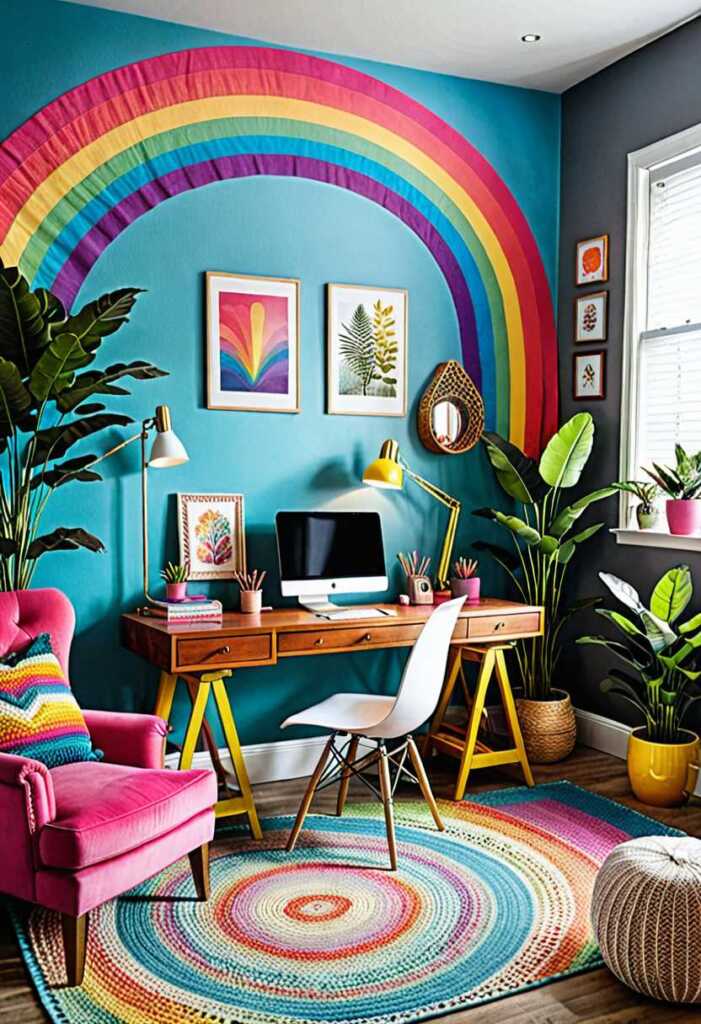 Rainbow-Themed Home Office