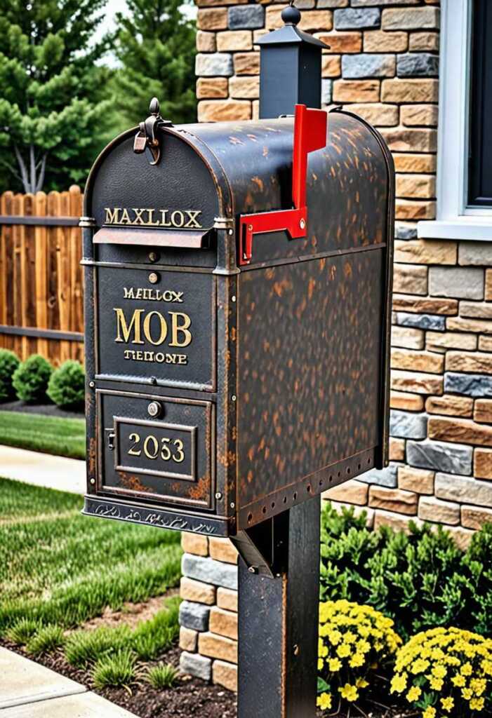 Rustic Metal Mailbox Post