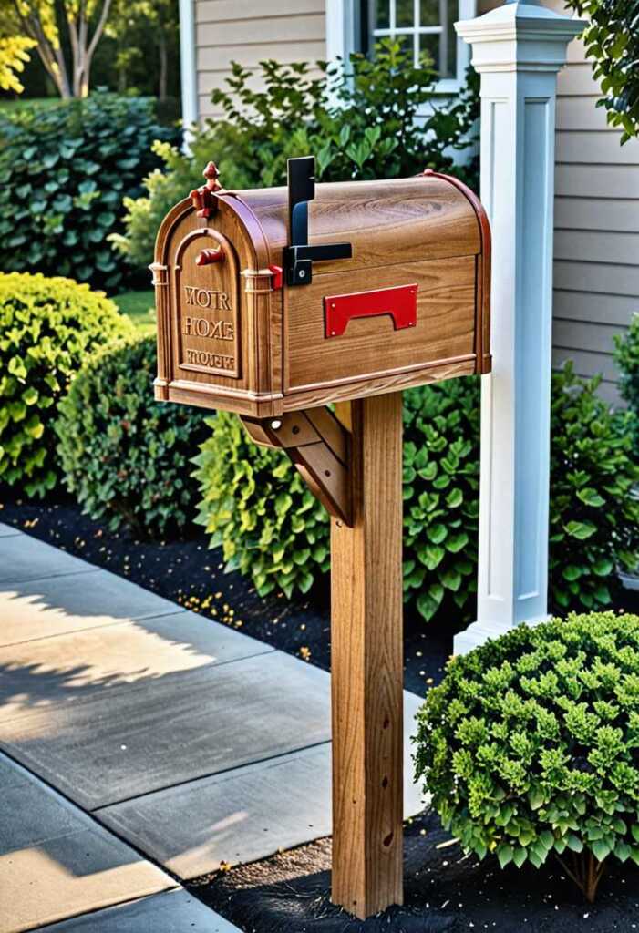 Traditional Wooden Mailbox Post