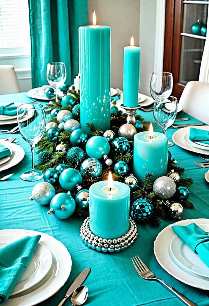 Turquoise Christmas Centerpieces