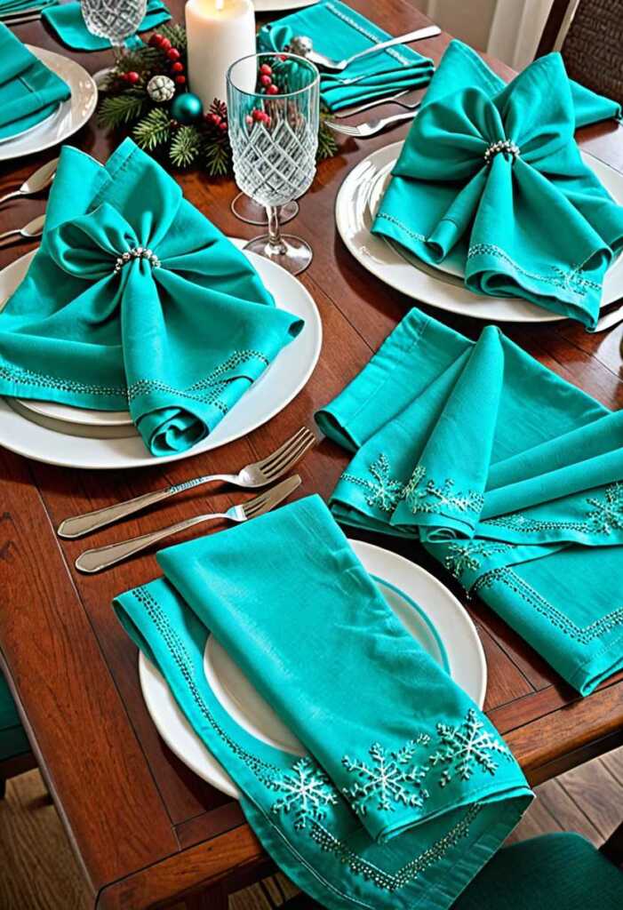 Turquoise Christmas Napkins