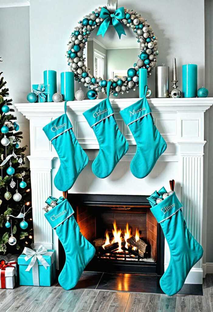 Turquoise Christmas Stockings