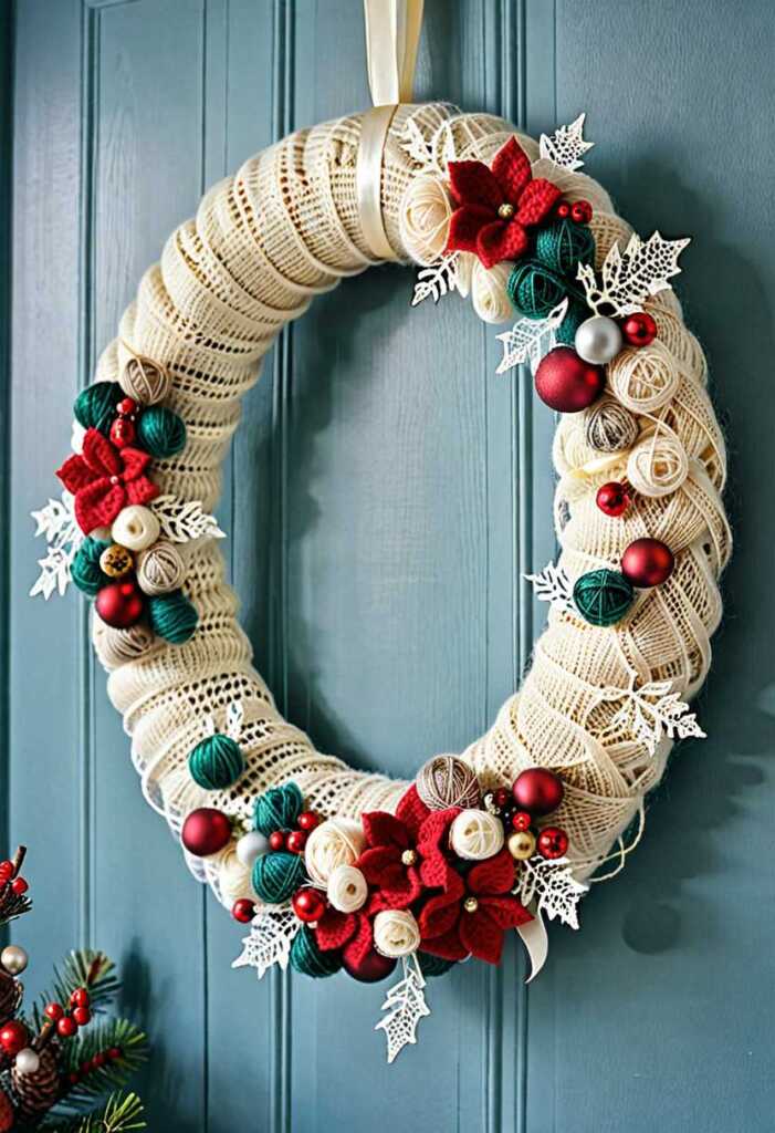 Vintage Lace and Yarn Wreath