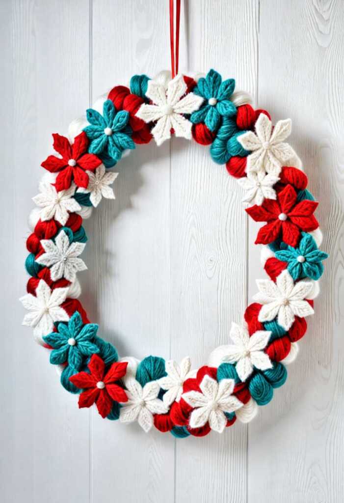 Whimsical Snowflake Yarn Wreath