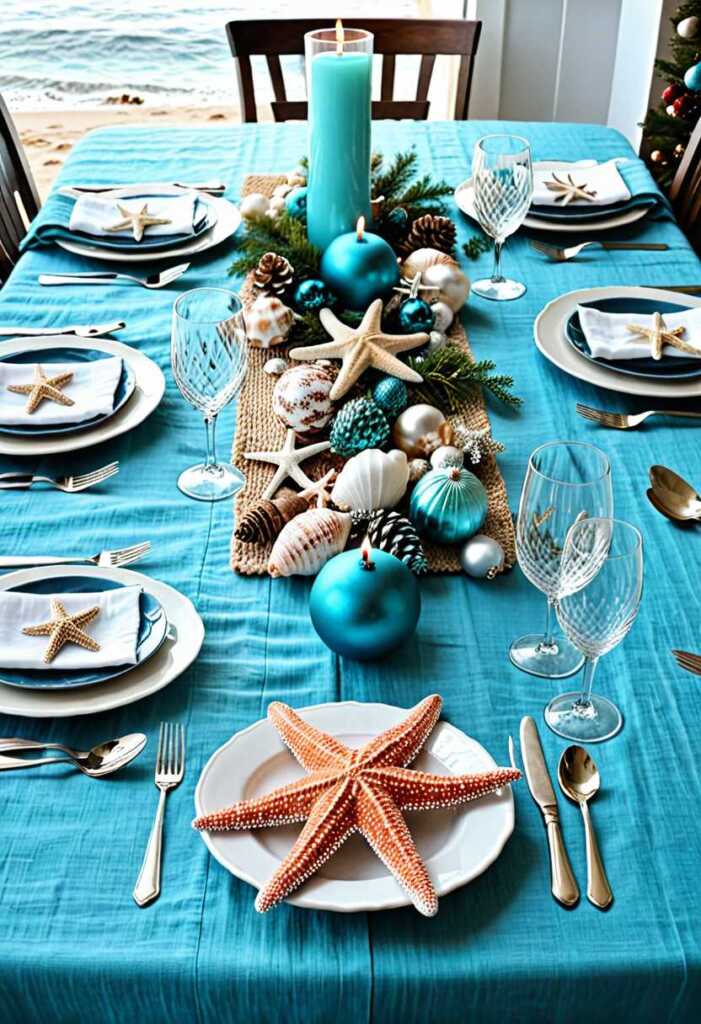 Beachy Holiday Table Settings