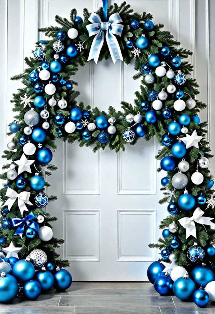 Blue and White Christmas Wreaths