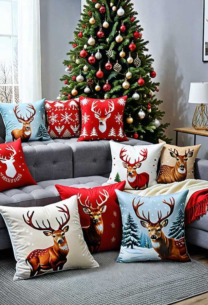 Deer-Print Throw Pillows