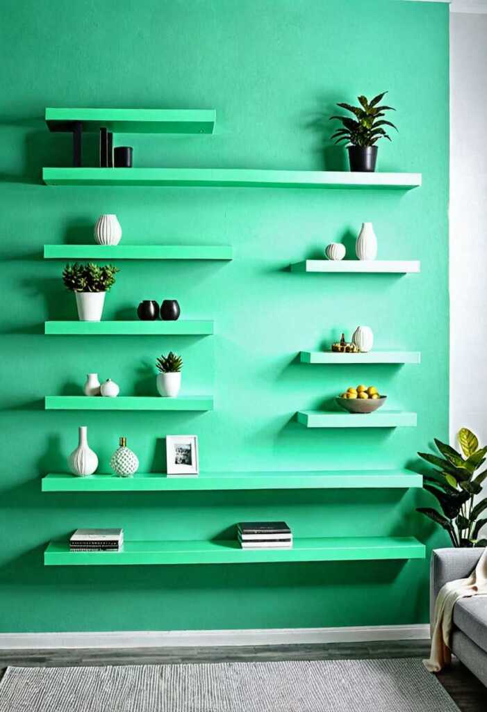 Mint Green Floating Shelves