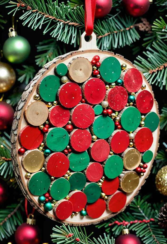 Painted Wood Slice Ornaments