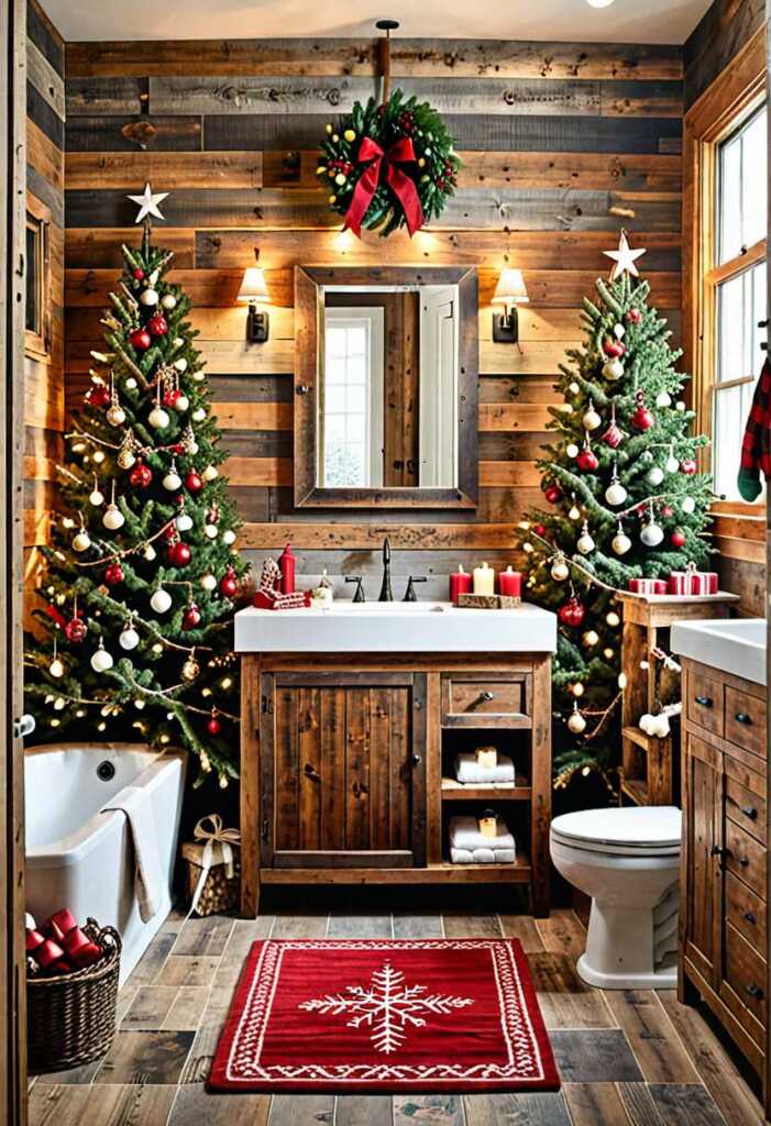 Rustic Christmas Bathroom Decor