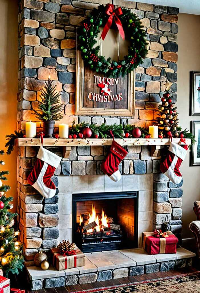 Rustic Christmas Mantel Decor