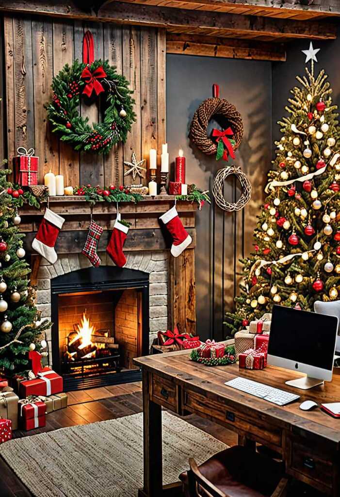 Rustic Christmas Office Decor