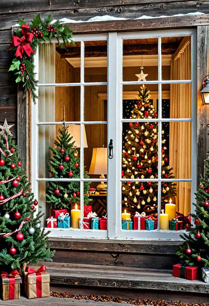 Rustic Christmas Window Decor