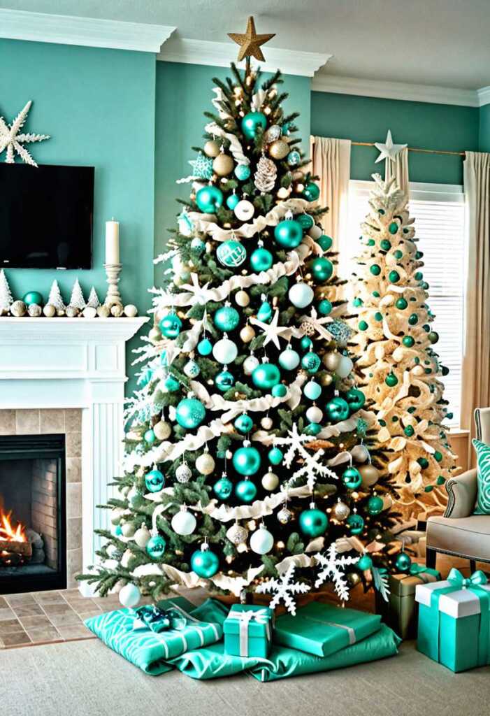 Sandy White and Seafoam Green Christmas Tree