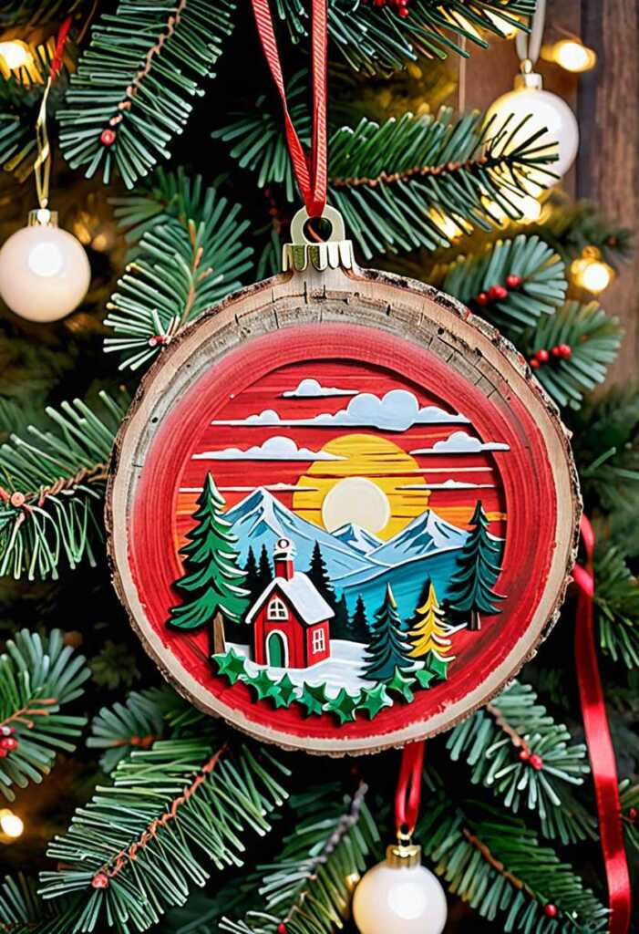 Wood Slice Ornaments with Acrylic Paint