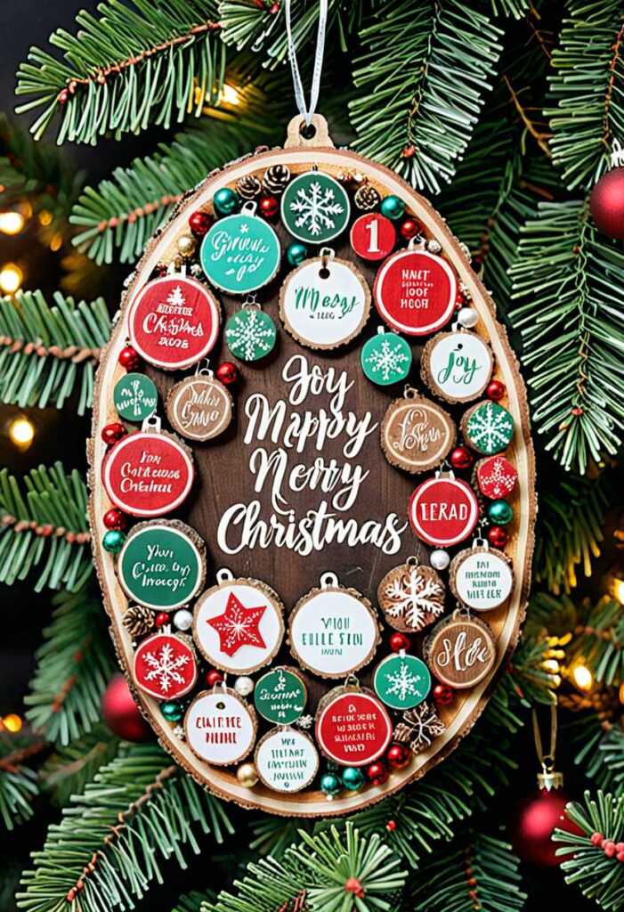 Wood Slice Ornaments with Quotes and Verses