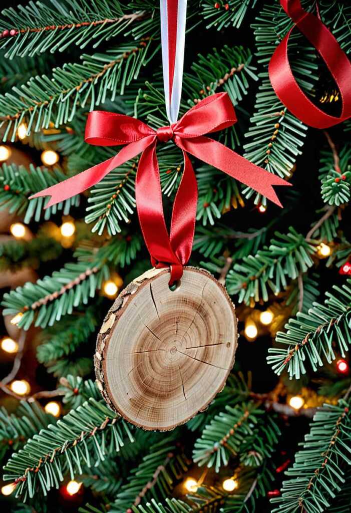 Wood Slice Ornaments with Ribbon