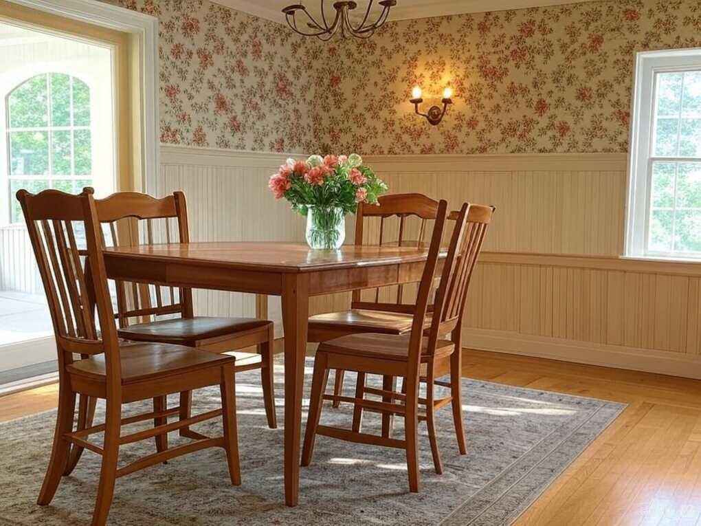 Beadboard with Wallpaper