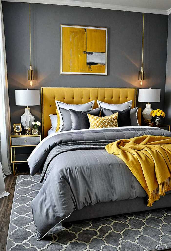 Sophisticated Gray Walls with Yellow Accents