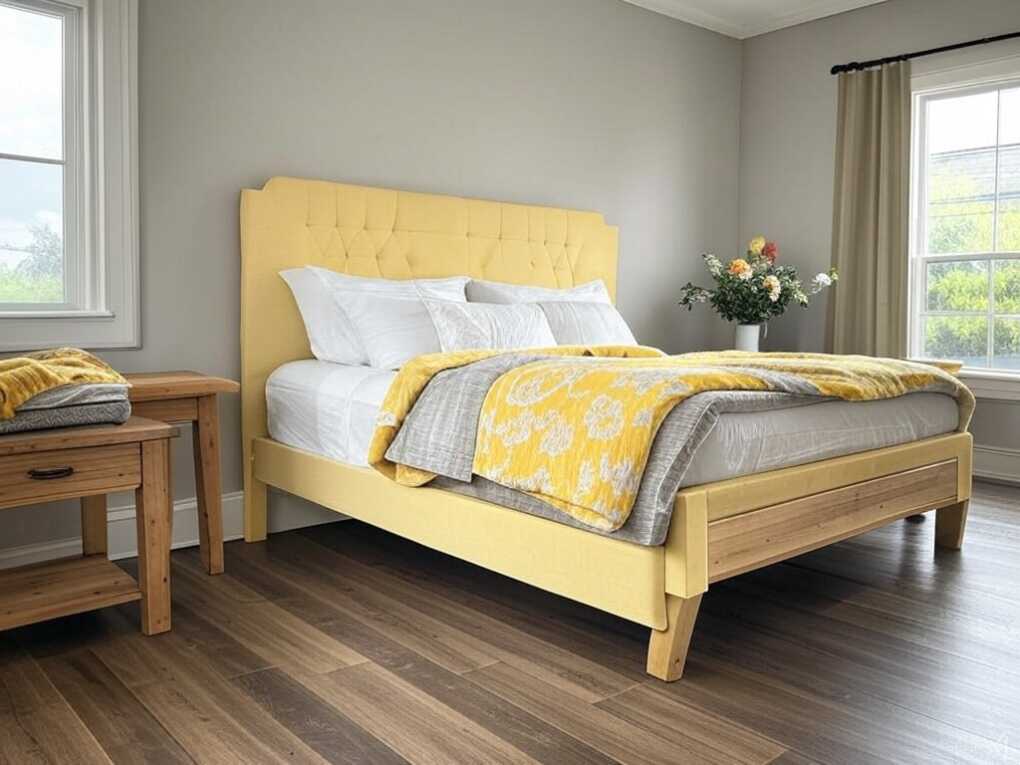 Yellow and Gray Modern Farmhouse Bedroom