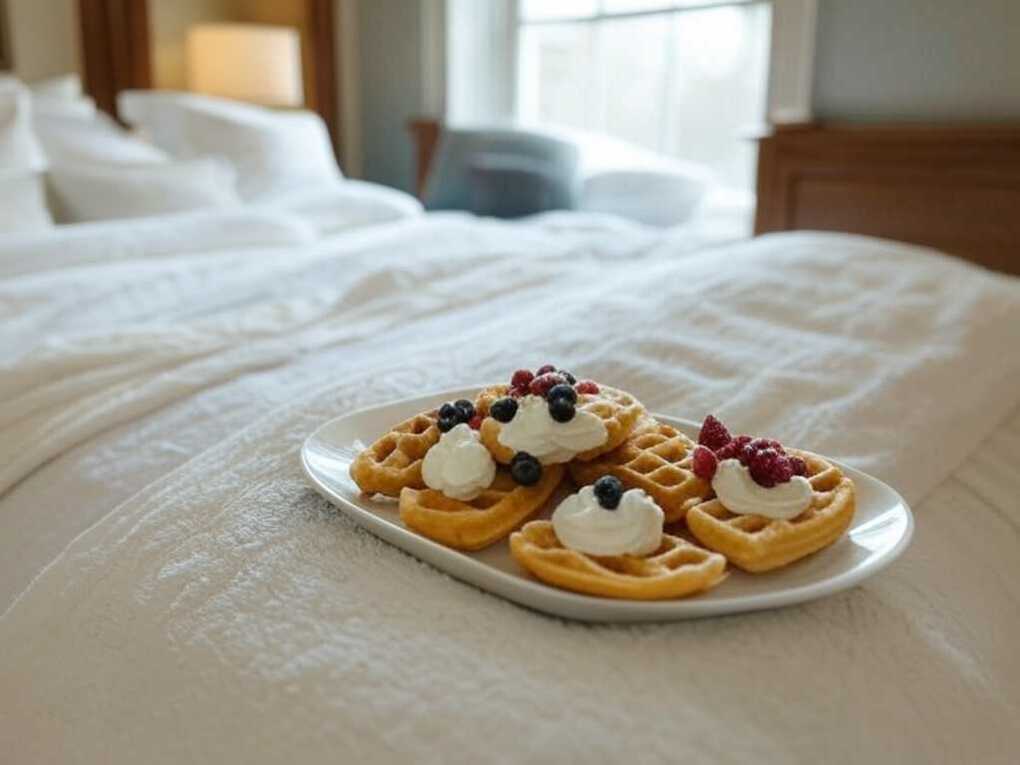 Belgian Waffles with Fresh Berries and Whipped Cream