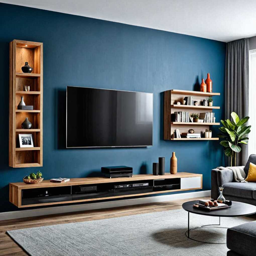 Floating TV Shelf with Built-In Storage