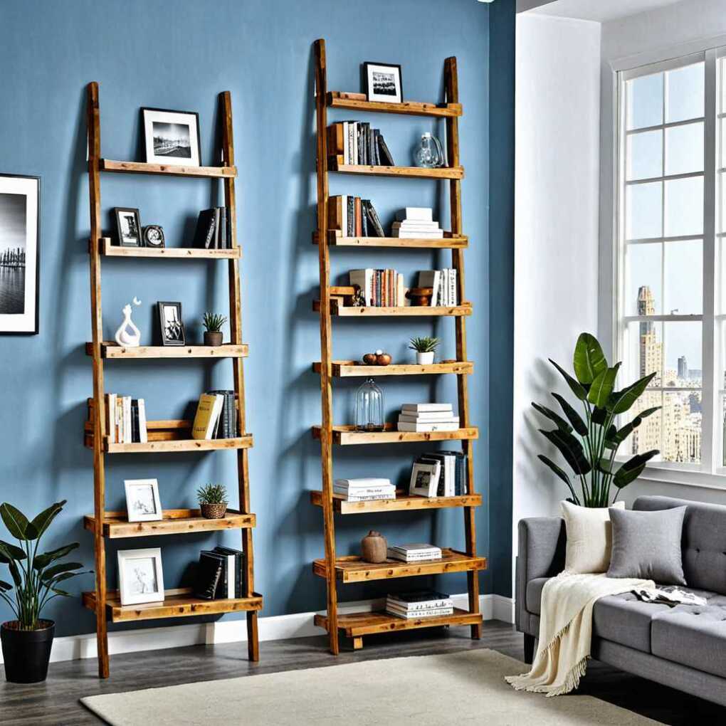 Ladder Bookshelves for a Rustic Touch