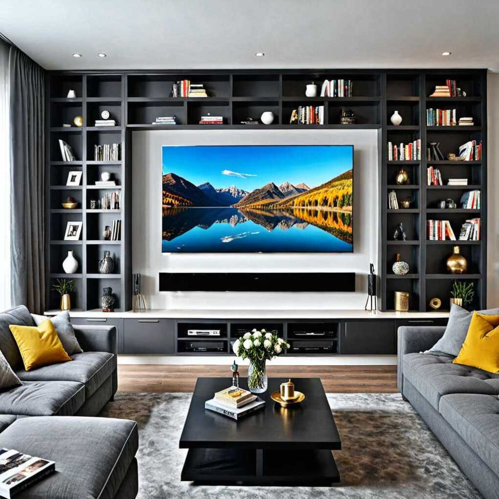 TV Wall with Integrated Bookshelves