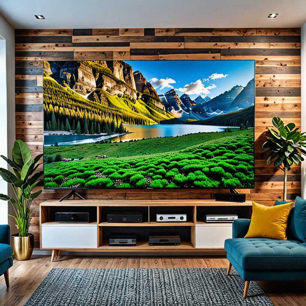 TV Wall with Natural Wood Finishes