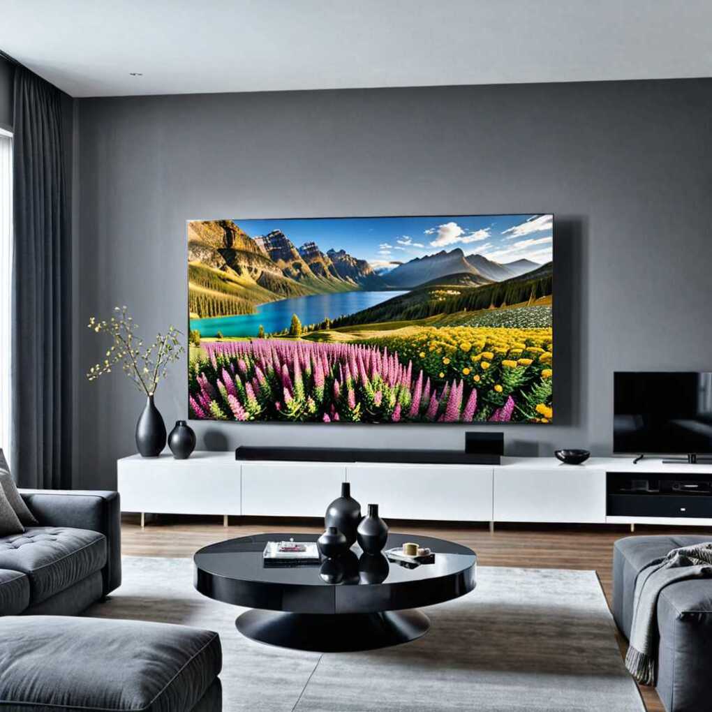 Wall-Mounted TV with Built-In Cabinets