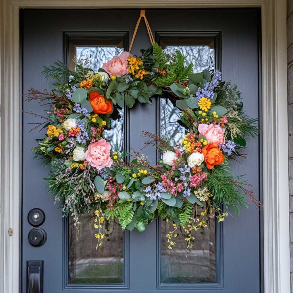 Flowering Wreath Door Hanger