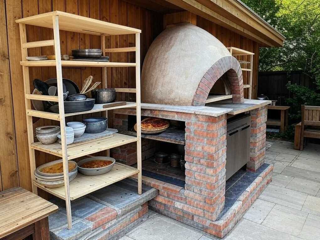 Outdoor Pizza Oven with Shelving